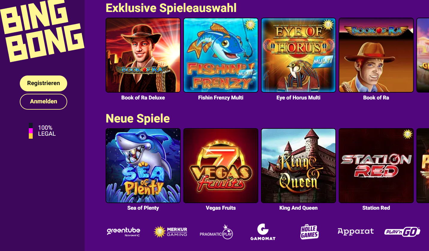 BingBong Casino Interface